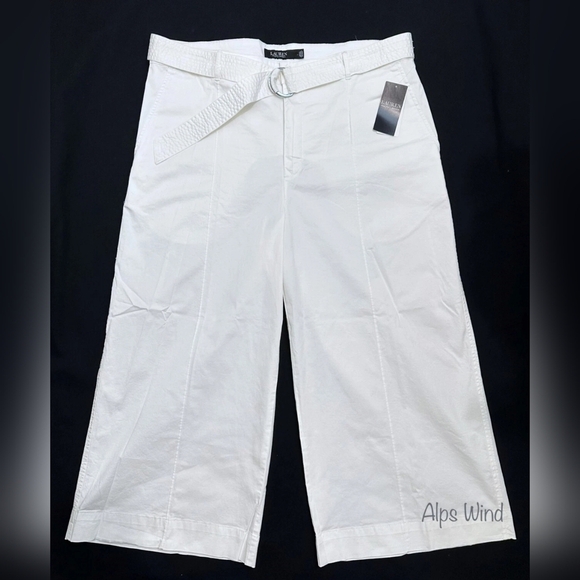 Ralph Lauren 16 White Cropped  Wide Leg Ankle Culotte Gaucho Palazzo Sailor - Picture 2 of 10
